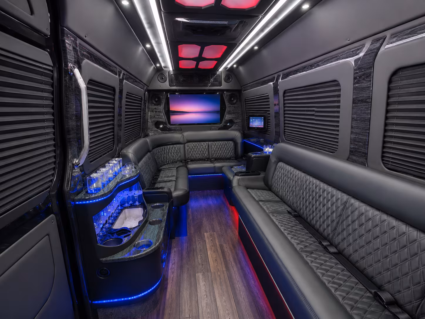 athens 50 passenger party bus inside